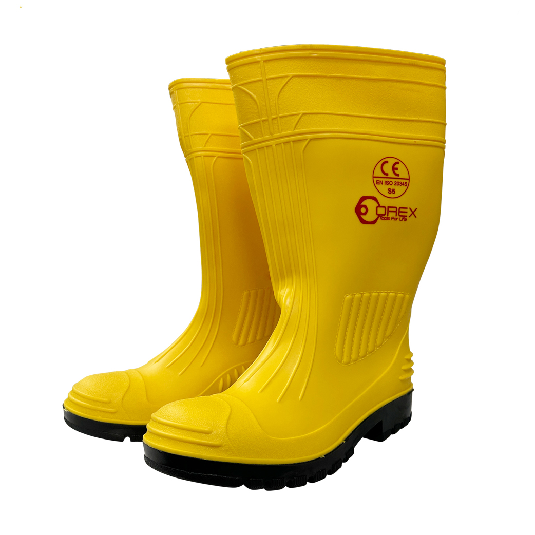 OREX Wide Sole Safety Rain Boots with Steel Toe & Sole