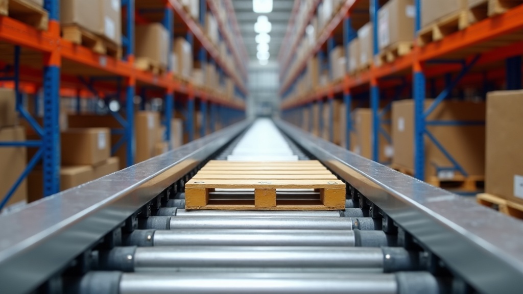 First-In-First-Out FiFo gravity flow rack warehouse storage system with orange and grey industrial shelving, roller tracks for stock rotation in Singapore warehouse