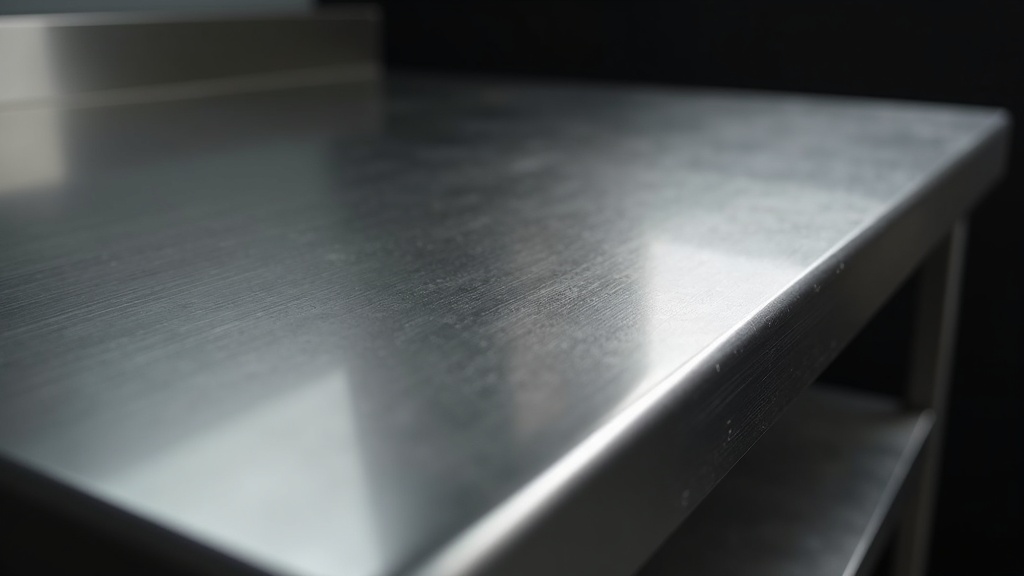 Type 304 stainless steel food grade work surface with coved corners and seamless welds, NEA compliant smooth hygienic surface