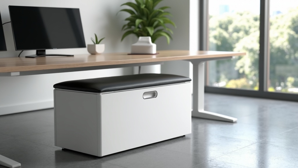Treston QuatreX electric height adjustable bench in Singapore corporate executive office, premium white frame and desk surface, executive setting with monitors
