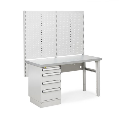 Heavy workbench 1500x630 steel top, drawer unit 45