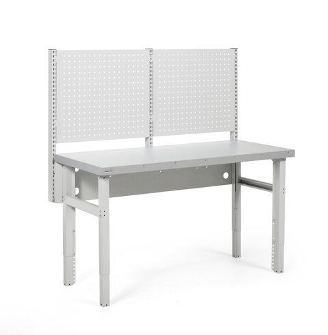 Heavy workbench 1500x630 steel top, perforated panels HWB15S-002 for Singapore industrial workbench use