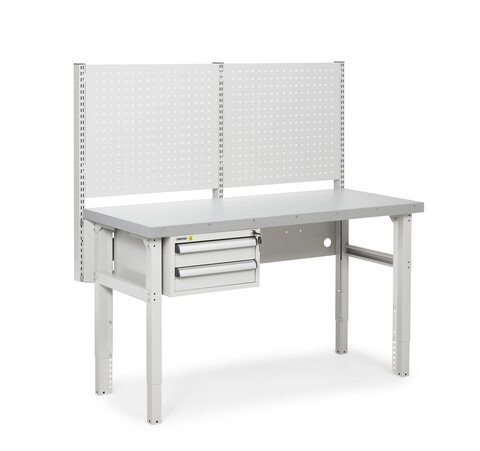 Heavy workbench 1500x630 steel top, perforated panels HWB15S-003 for Singapore industrial workbench use