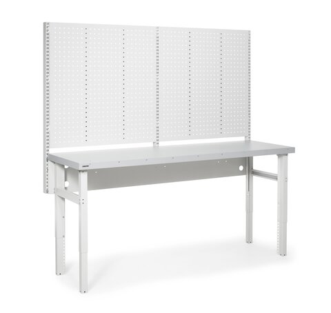 Heavy workbench 2000x630 steel top, perforated panels HWB20S-003 for Singapore industrial workbench use
