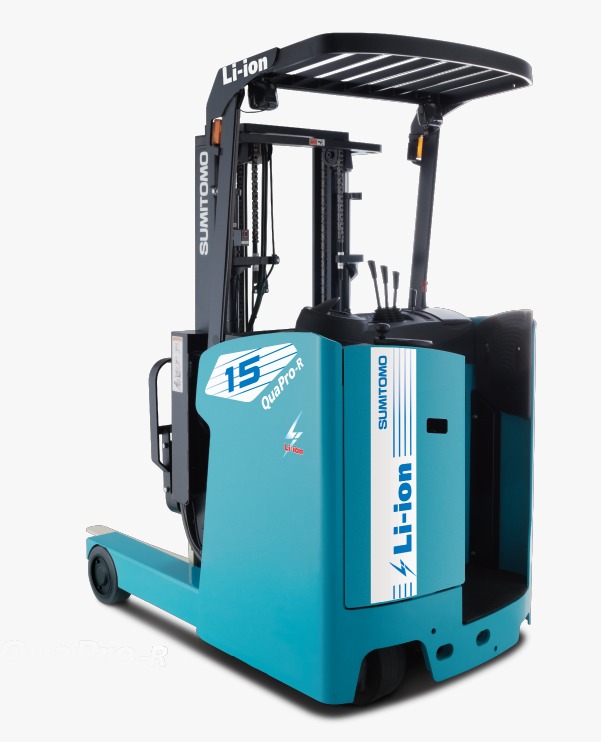 Sumitomo QuaPro-R 15 Li-ion electric reach truck for narrow aisle warehouse operation