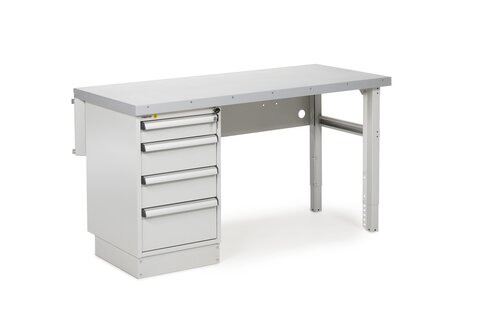 Heavy workbench 1500x630 steel top, drawer unit 45