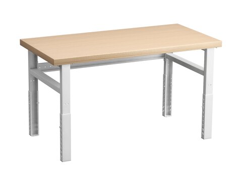 Workshop bench, heavy duty 1500x750 multiplex wooden top adj
