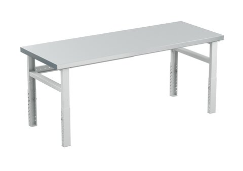 Workshop bench, heavy duty 2000x750 steel top adjustable hei