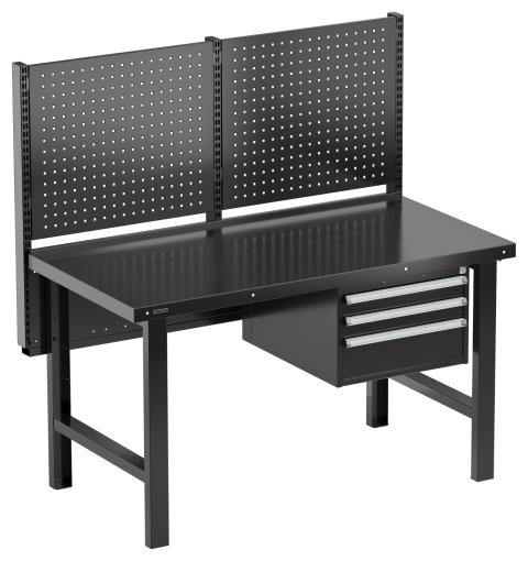 Workshop workstation 1, HD bench 1500x750 steel top, black