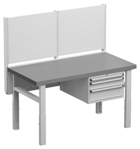 Workshop workstation 2, heavy duty bench 1500x750 grey