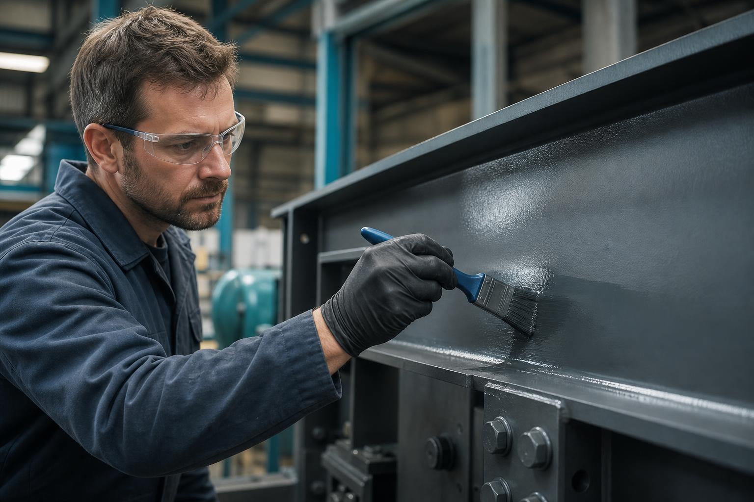 Technician applying corrosion protection to metal equipment as an application image for protection and repair products