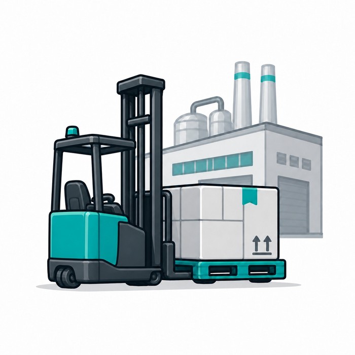 Factories and production facilities warehouse equipment icon