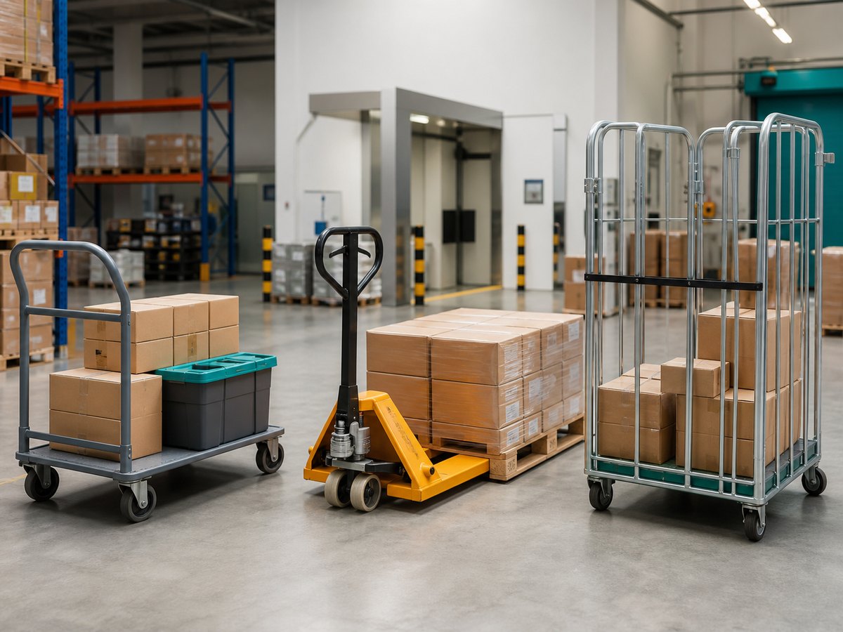 Singapore warehouse manual handling equipment with pallet truck trolley and roll cage