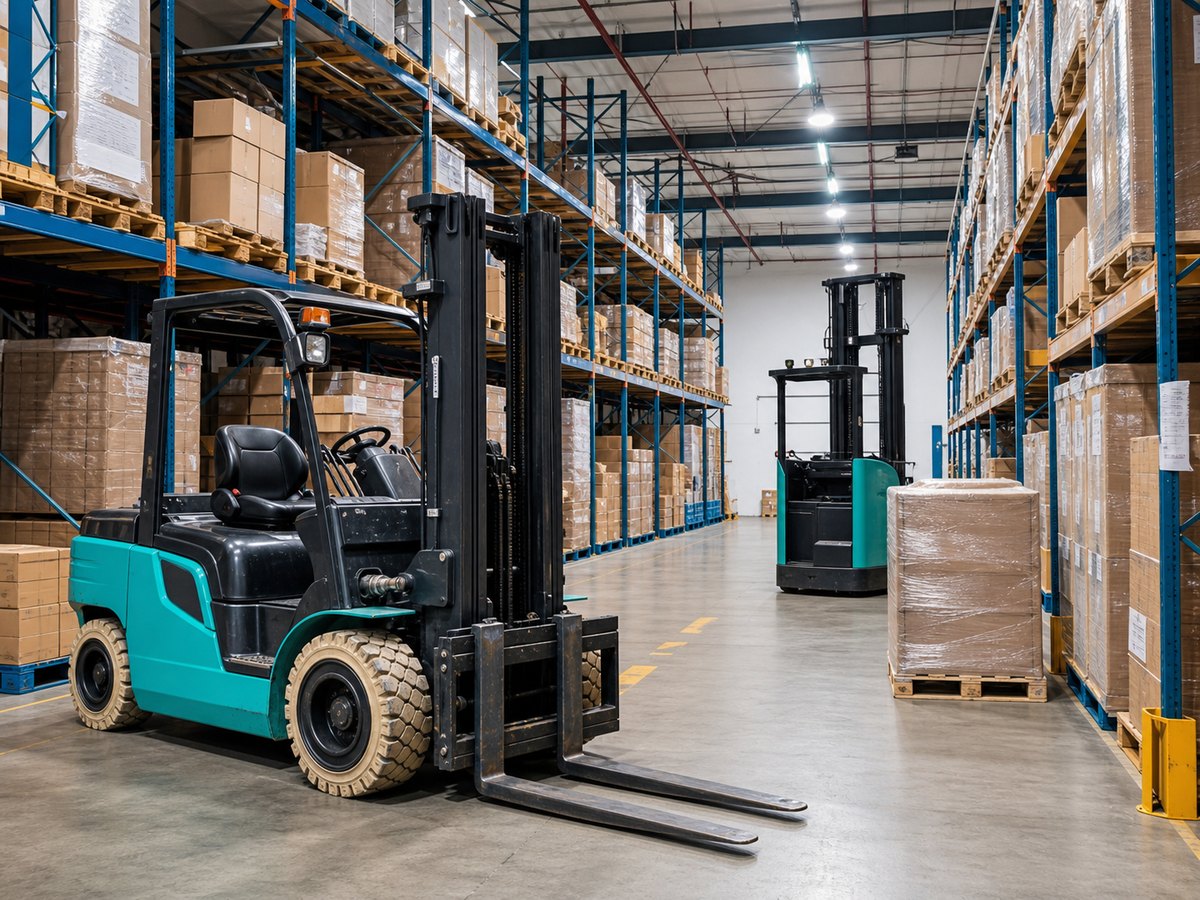 Singapore warehouse powered material handling equipment with forklift and reach truck
