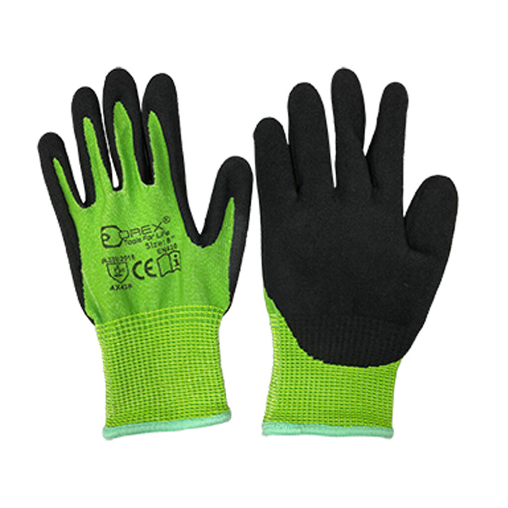 OREX Safety Glove with HPPE Liner & Nitrile Coated Sandy Finish, Finger Sensor - 10"