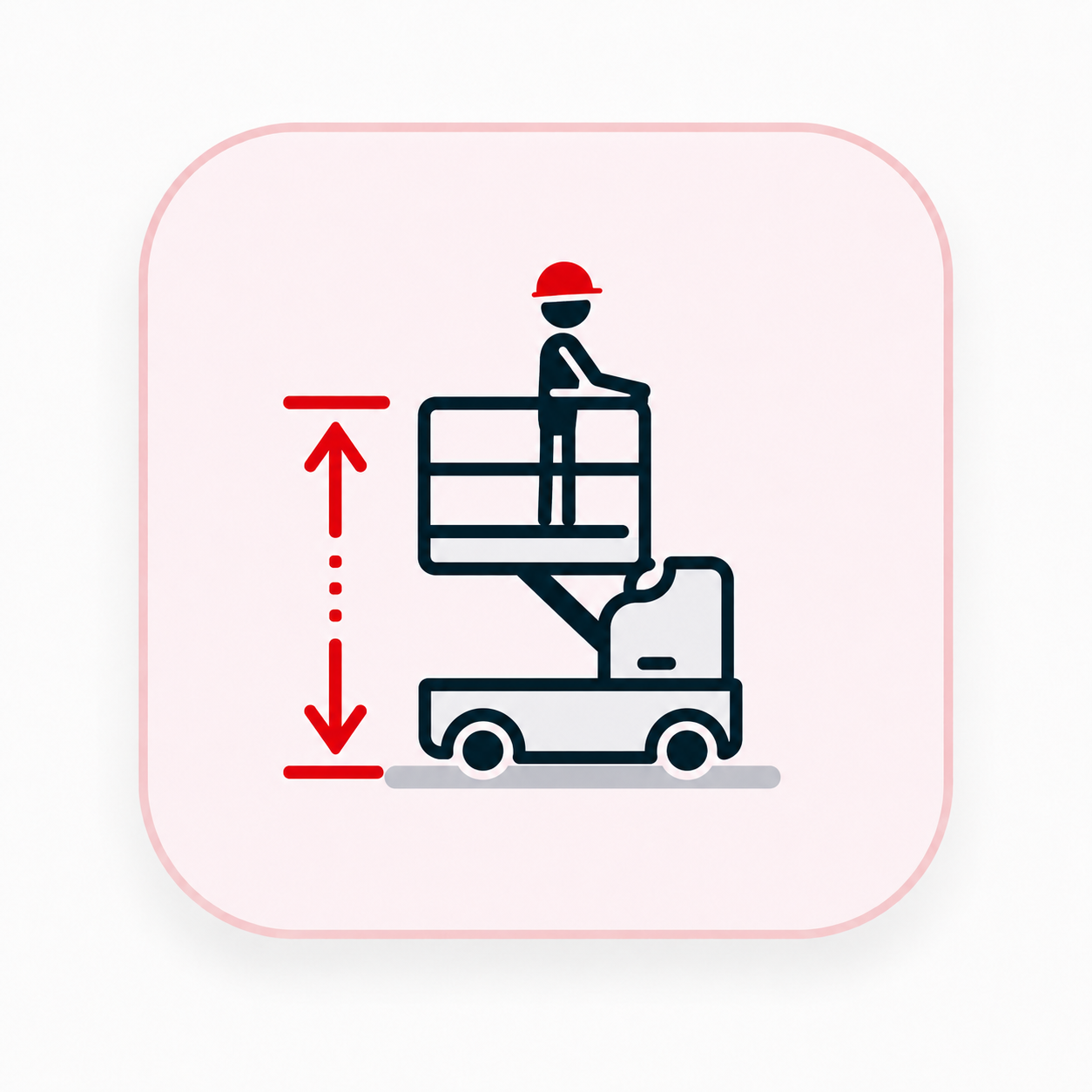BRAVI low-height work platform with vertical height marker