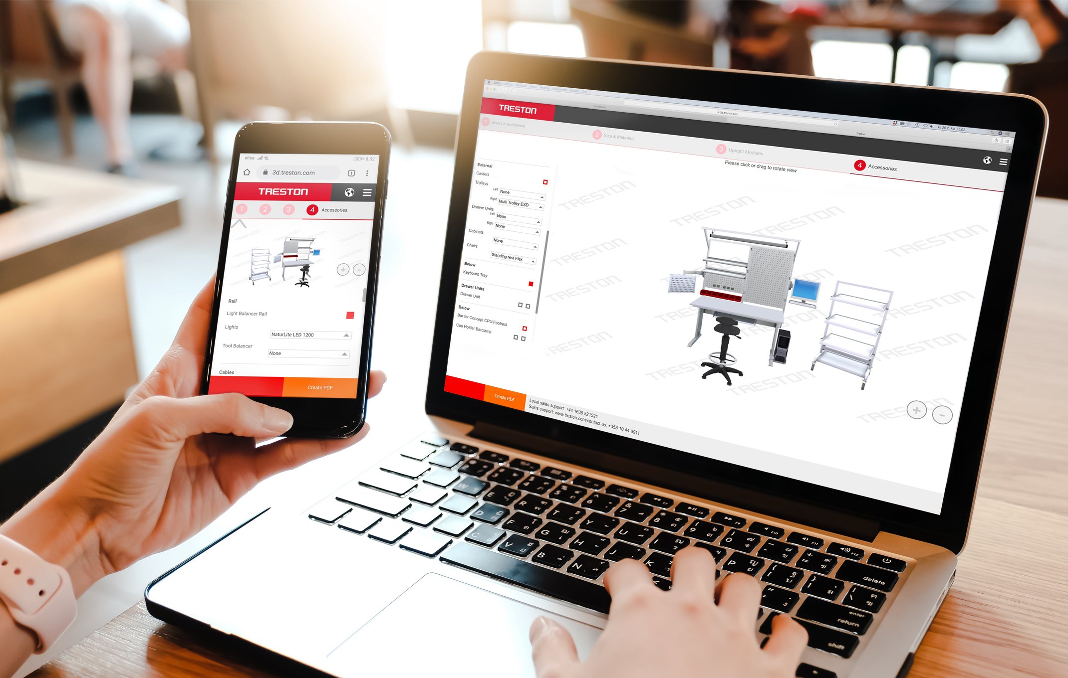 Treston 3D Configurator shown on laptop and mobile screens