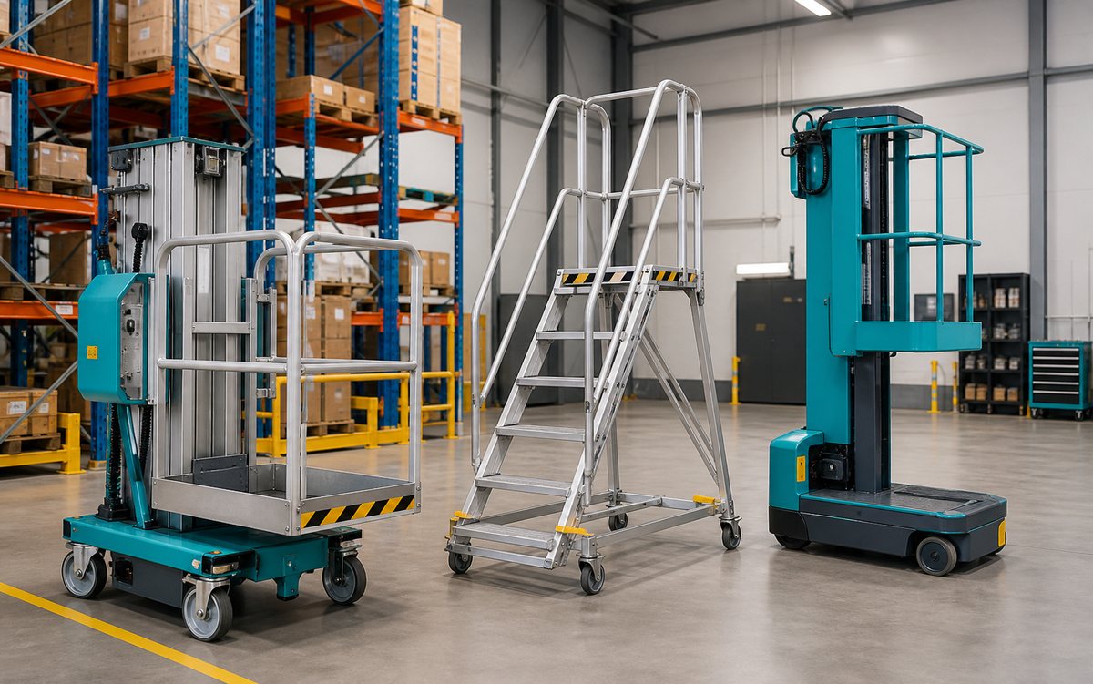 Realistic warehouse ladders and working platforms for YKTOH category browsing