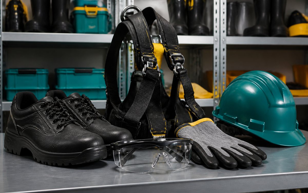 Realistic safety shoes, gloves, helmet and harness for YKTOH category browsing