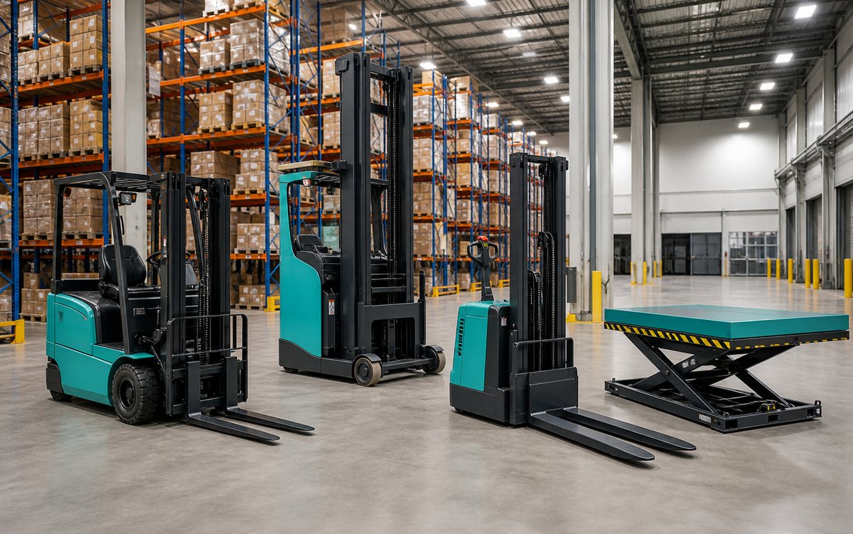 Realistic forklifts and warehouse equipment for YKTOH category browsing